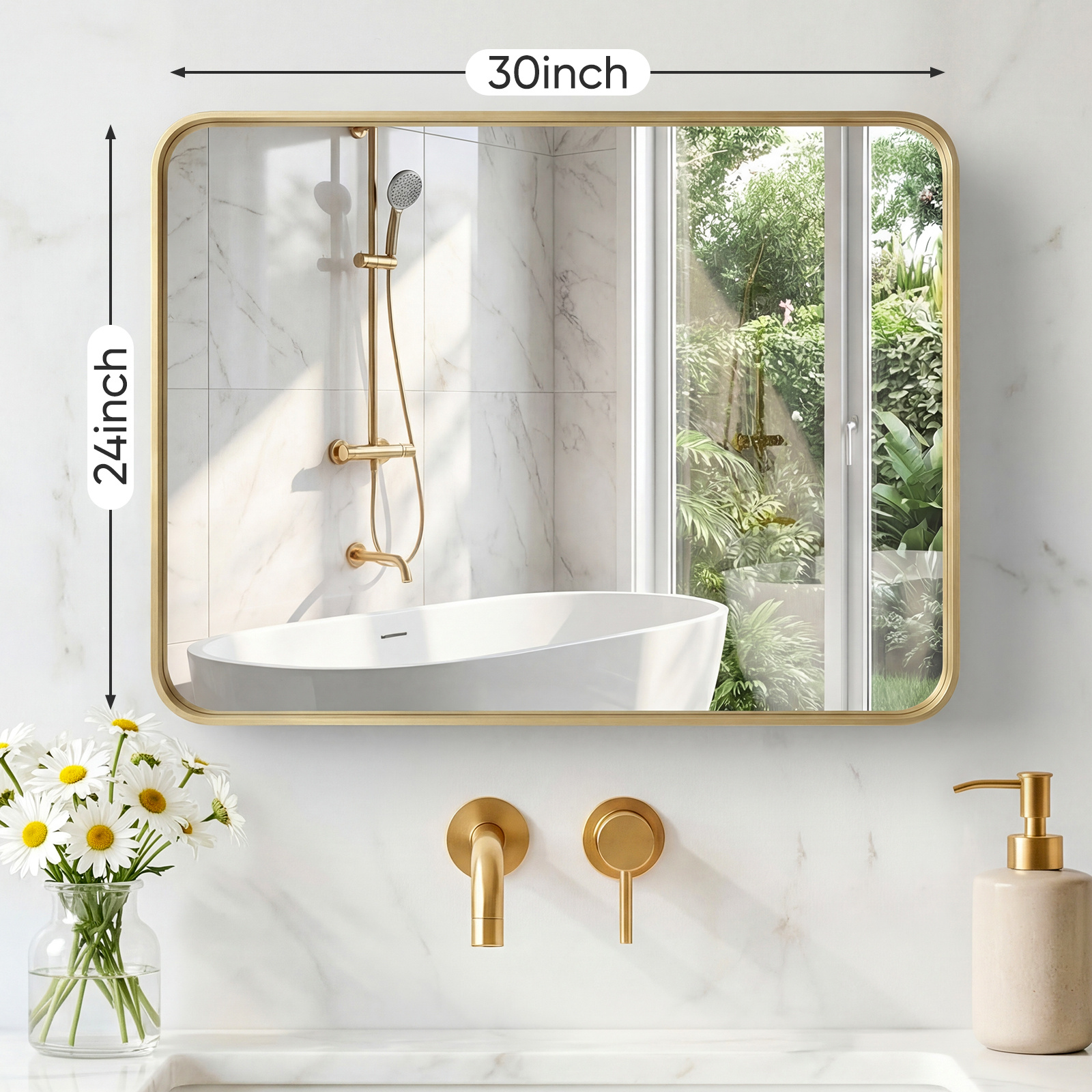 Wall Mirror With Rectangular Metal Frame - Image 7