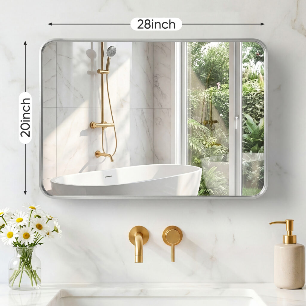 Wall Mirror With Rectangular Metal Frame