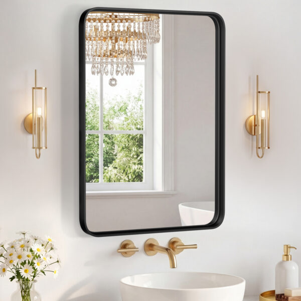 Wall Mirror With Rectangular Metal Frame - Image 3