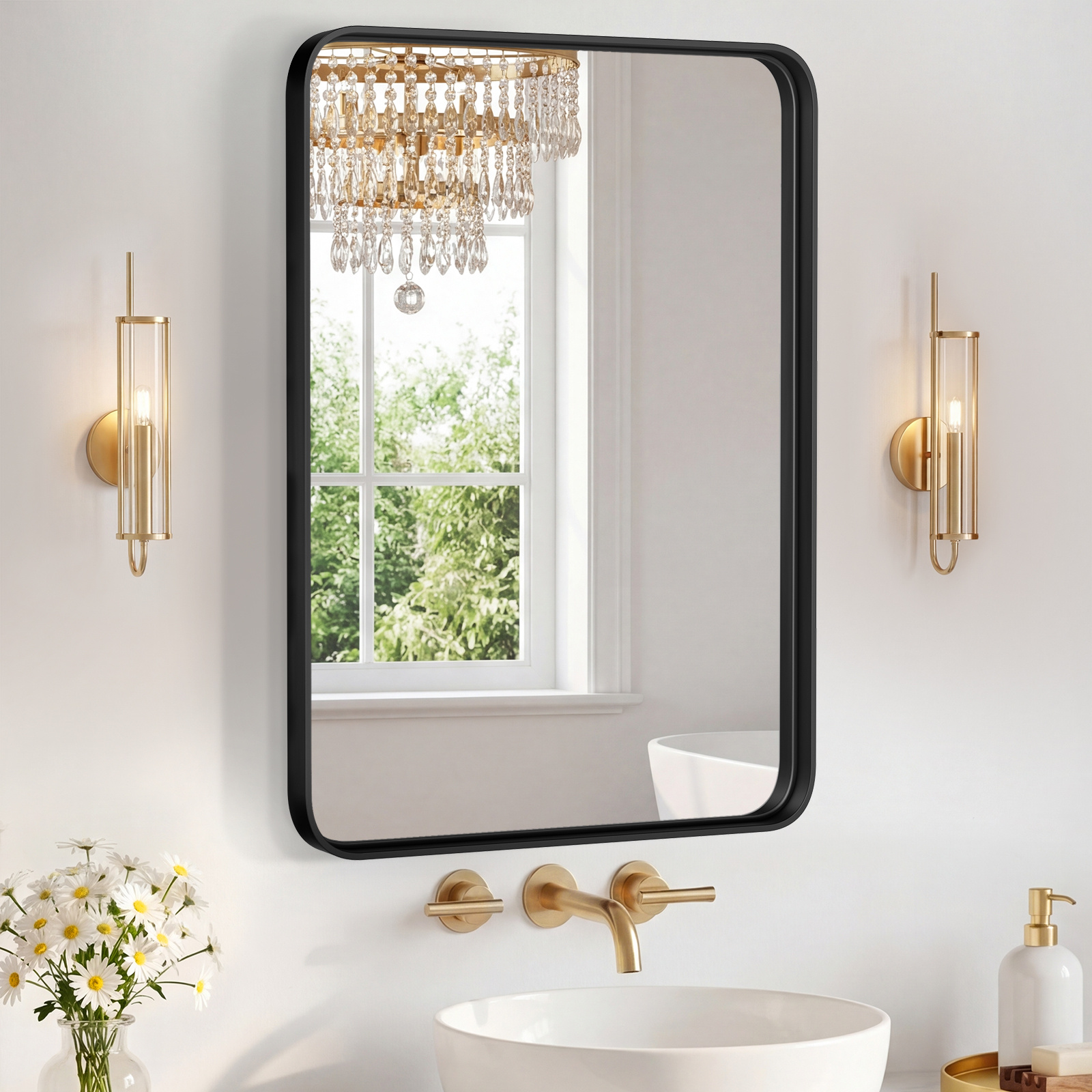 Wall Mirror With Rectangular Metal Frame - Image 3