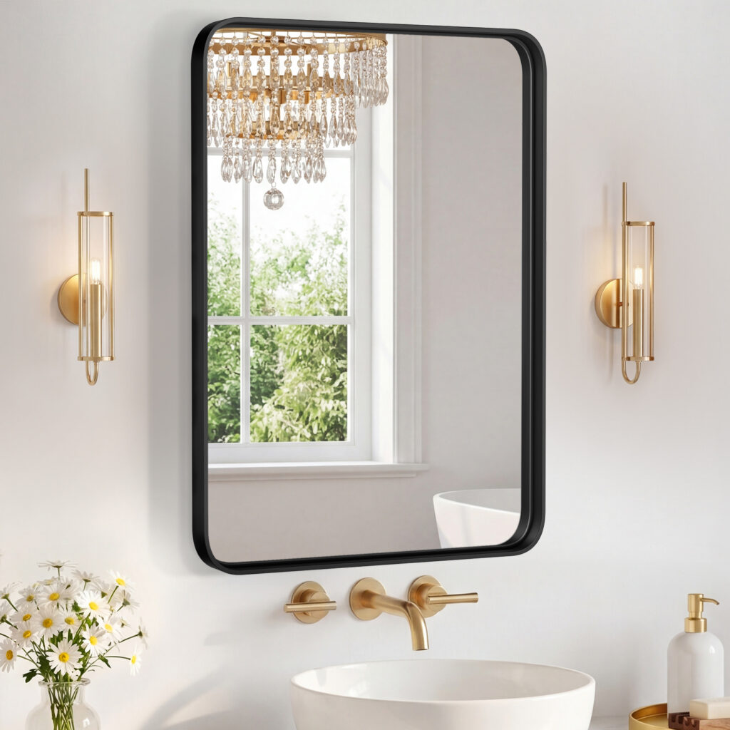 Wall Mirror With Rectangular Metal Frame