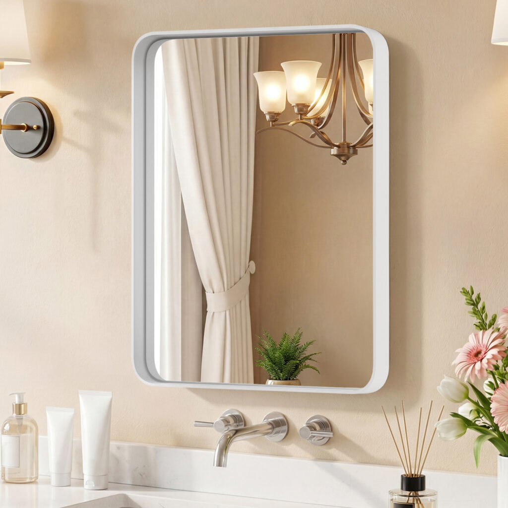Wall Mirror With Rectangular Metal Frame
