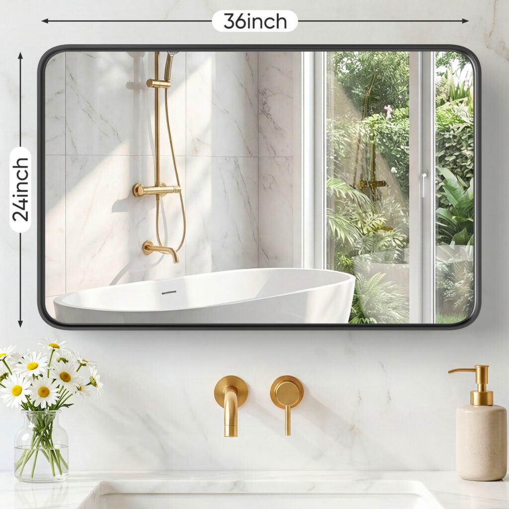 Wall Mirror With Rectangular Metal Frame