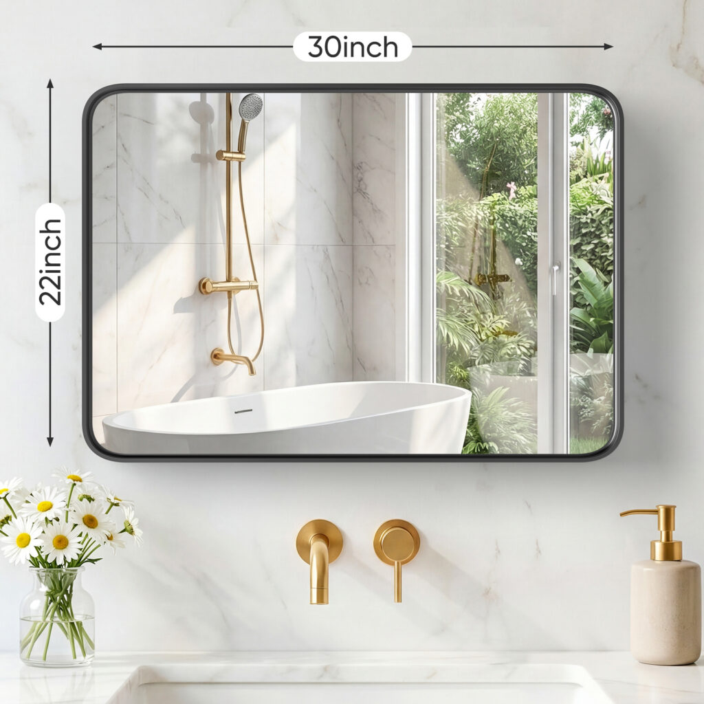 Wall Mirror With Rectangular Metal Frame