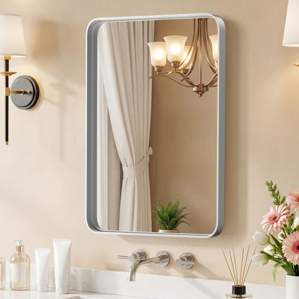 Wall Mirror With Rectangular Metal Frame