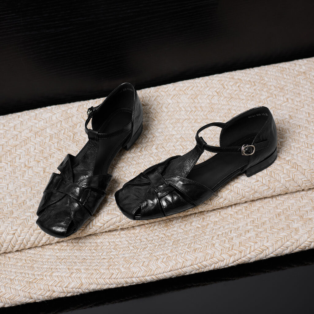 Women's Genuine Sheepskin Fisherman Sandals, Handmade Woven T-Strap Closed Toe Flat Shoes