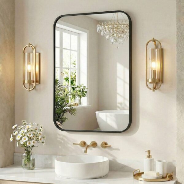 Wall Mirror With Rectangular Metal Frame - Image 11