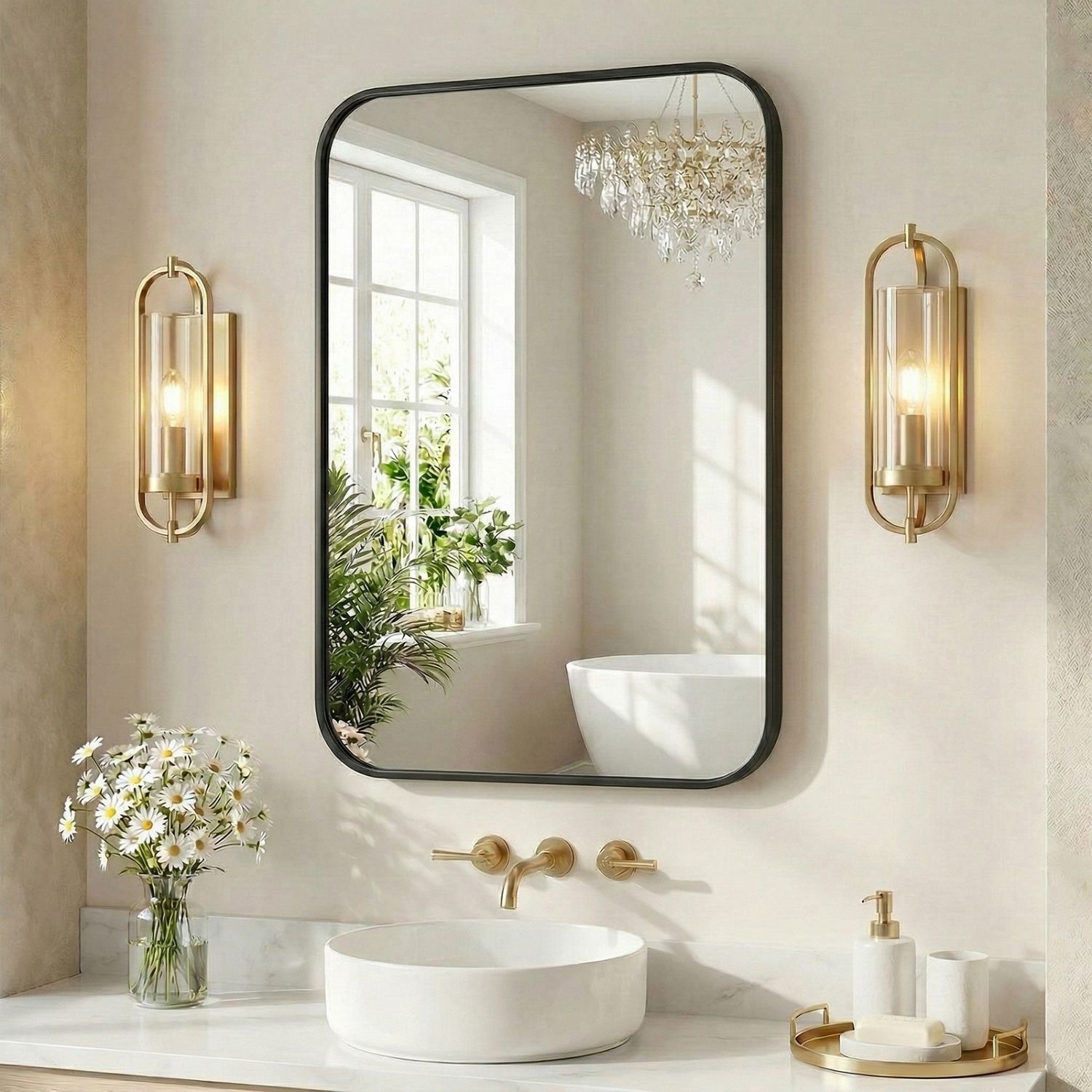 Wall Mirror With Rectangular Metal Frame - Image 1