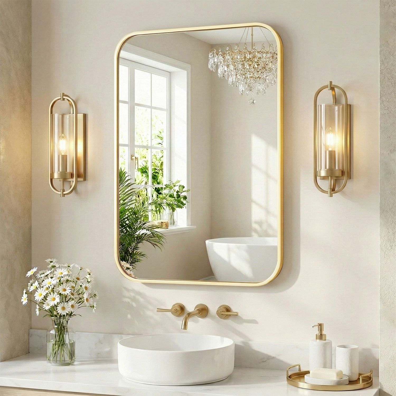 Wall Mirror With Rectangular Metal Frame - Image 2