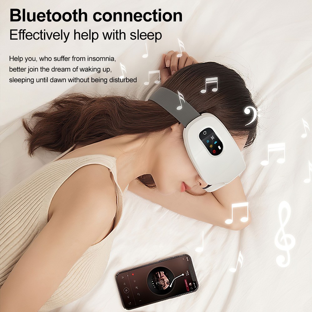 Smart Eye Massager Vibration Heat Airbag Relieve Eye Fatigue Strain Bluetooth