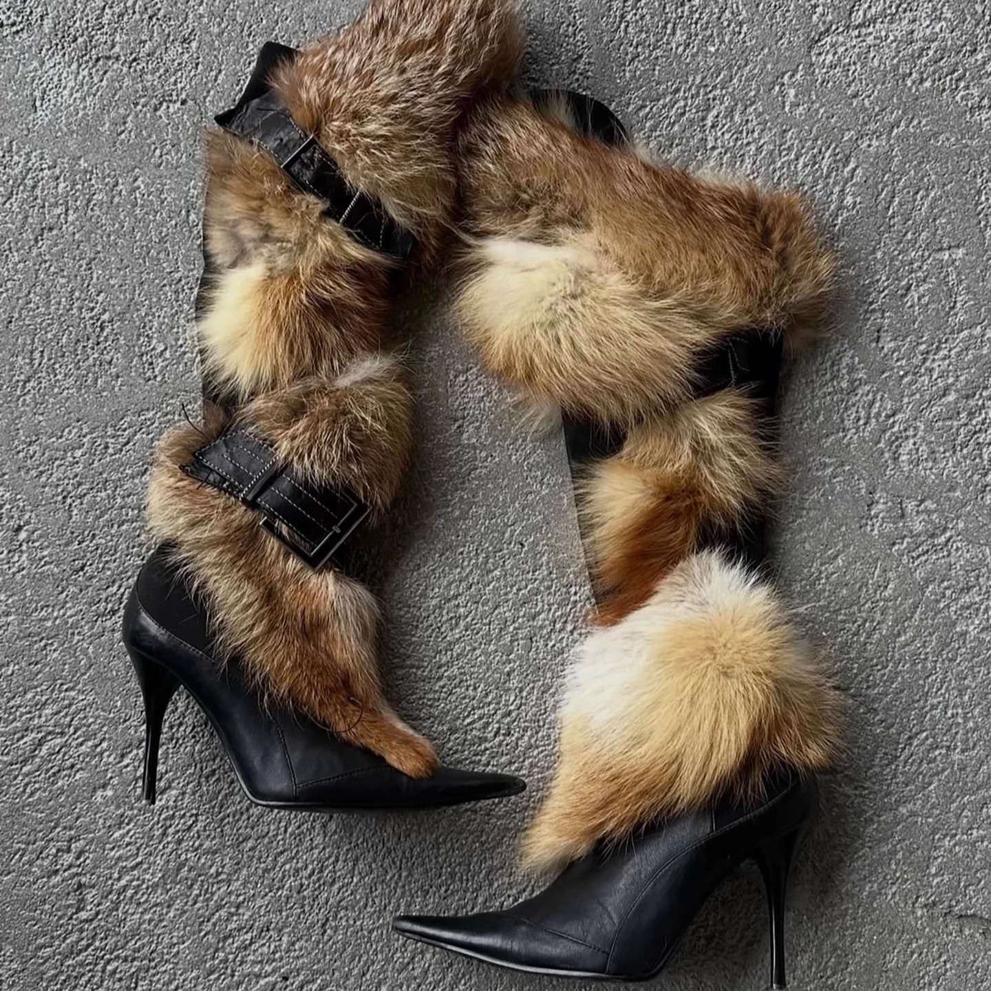 Trendy Y2K-style Fluffy Stiletto Thigh-high Boots - Image 4