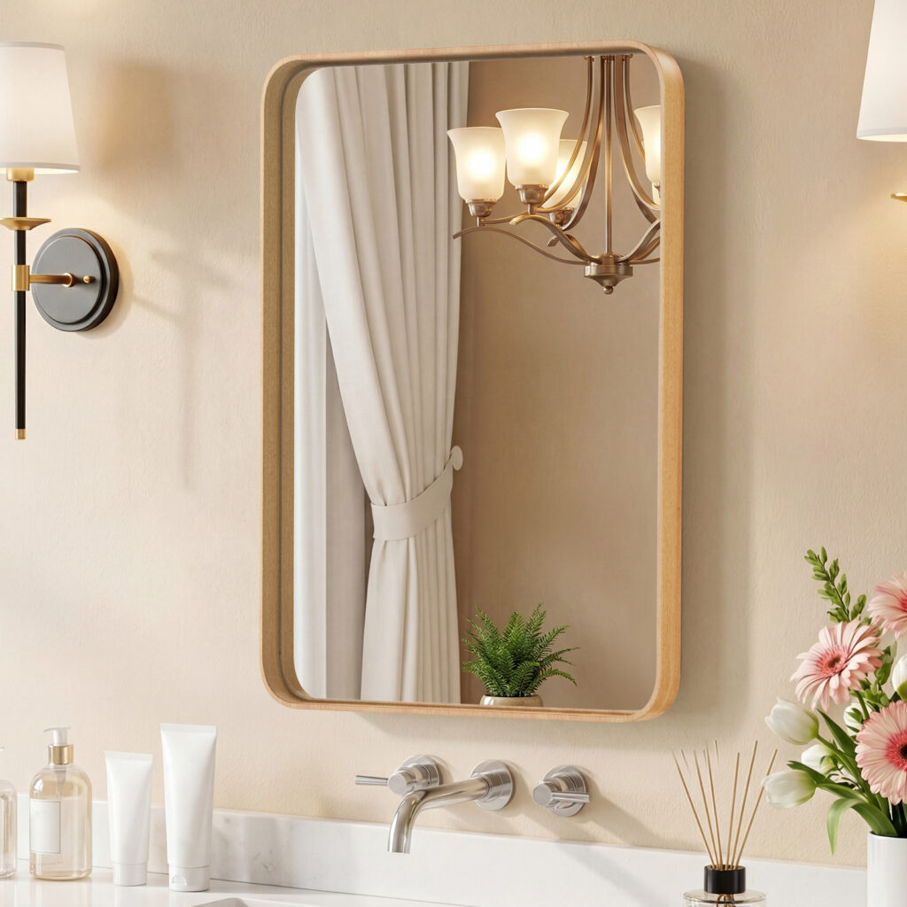 Wall Mirror With Rectangular Metal Frame