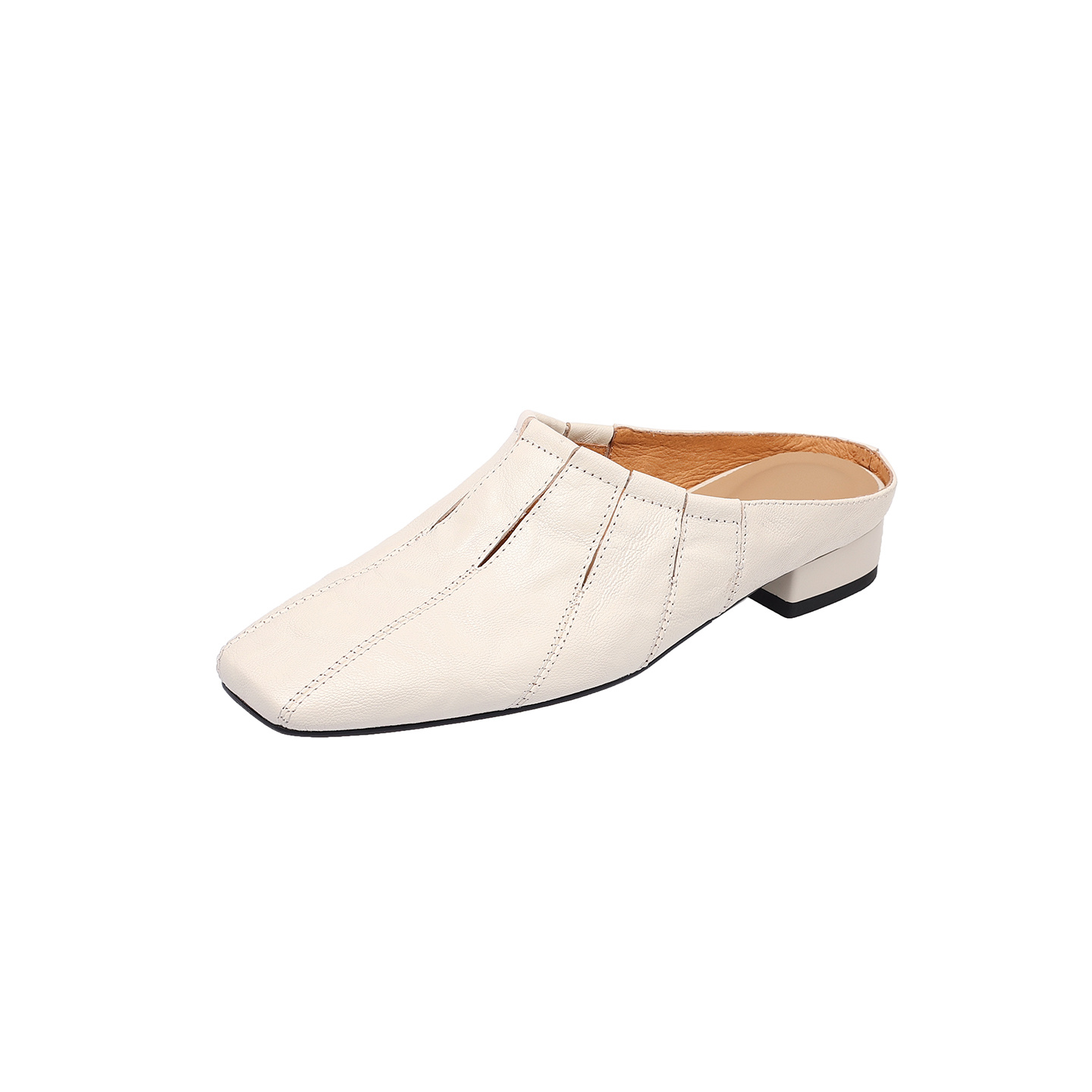 Minimalist Handcrafted Washed Leather Mules, Women's Full-Grain Cowhide Square Toe Backless Shoes - Image 19