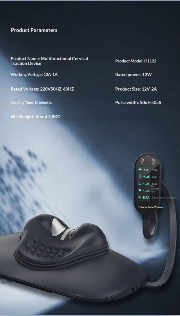 Cervical Red Light Heat Compress Traction Vibration Kneading Multifunctional Home Massage Pillow - Image 2